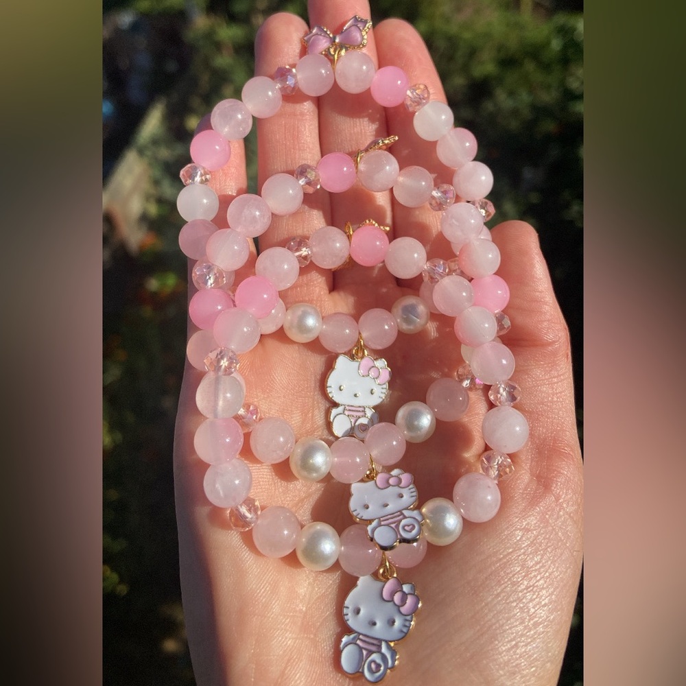 Rose Quartz HK Charm Bracelet